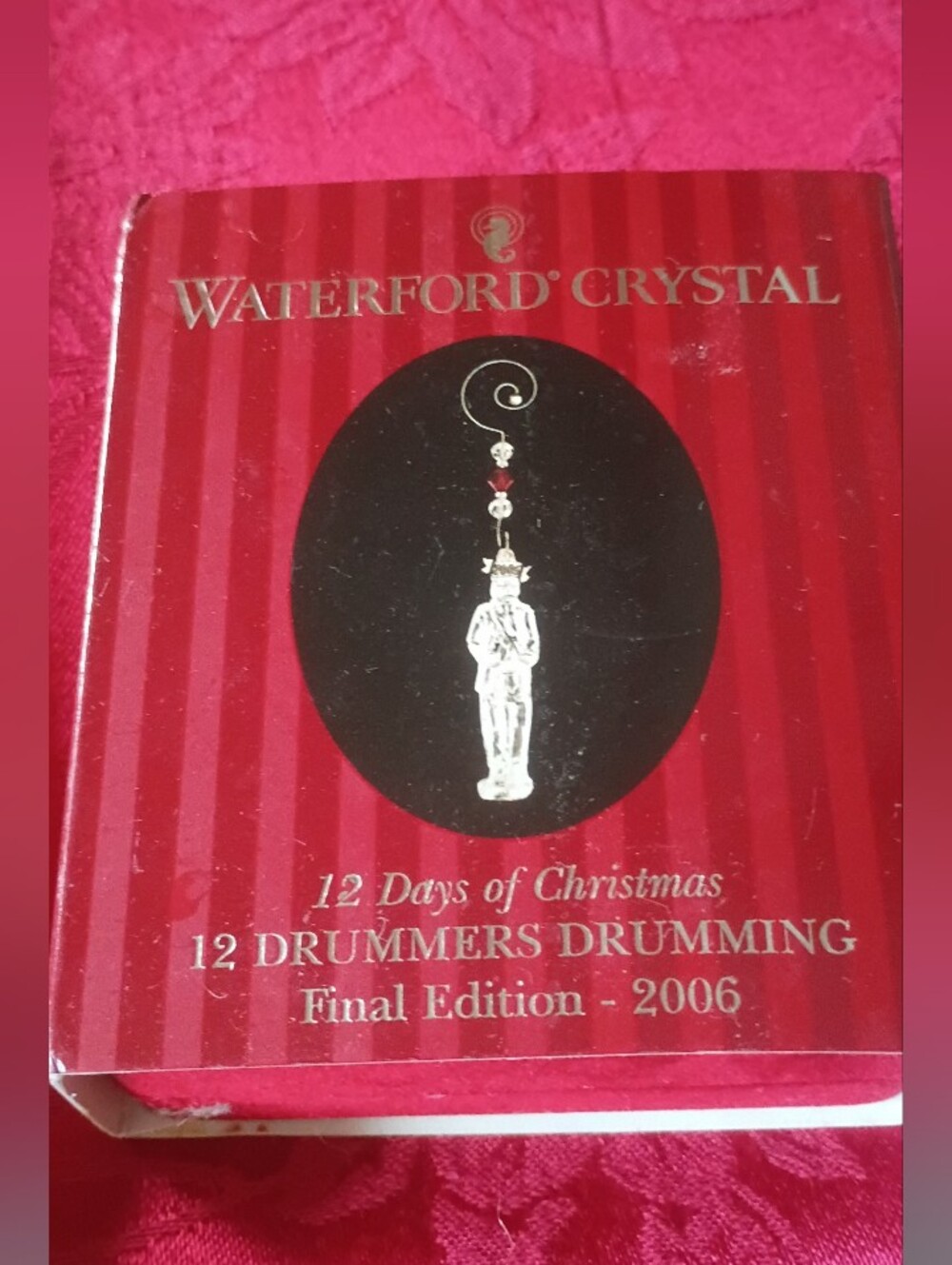 Waterford Crystal Red and Silver Christmas Drummer Ornament